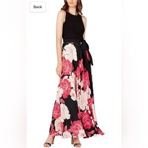 INC International Concepts Black and Pink Floral Maxi Dress